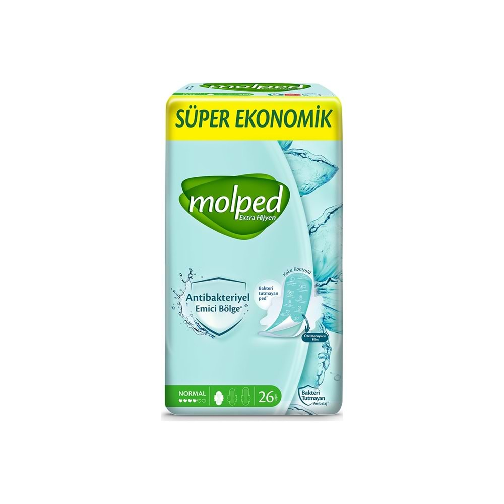 Molped Antibakteriyel Hijyenik Ped Normal 78 Adet Süper Ekonomik Pk (3PK*26)