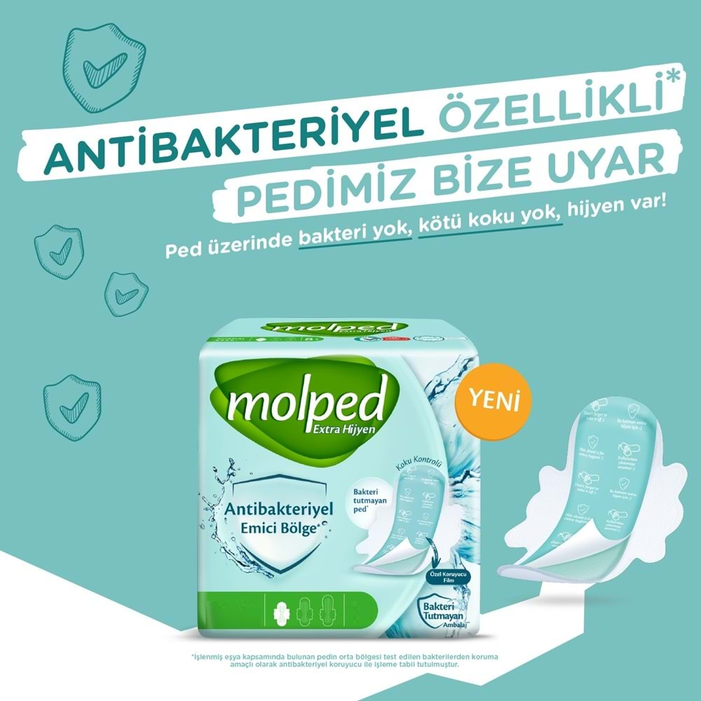 Molped Antibakteriyel Hijyenik Ped Normal 104 Adet Süper Ekonomik Pk (4PK*26)