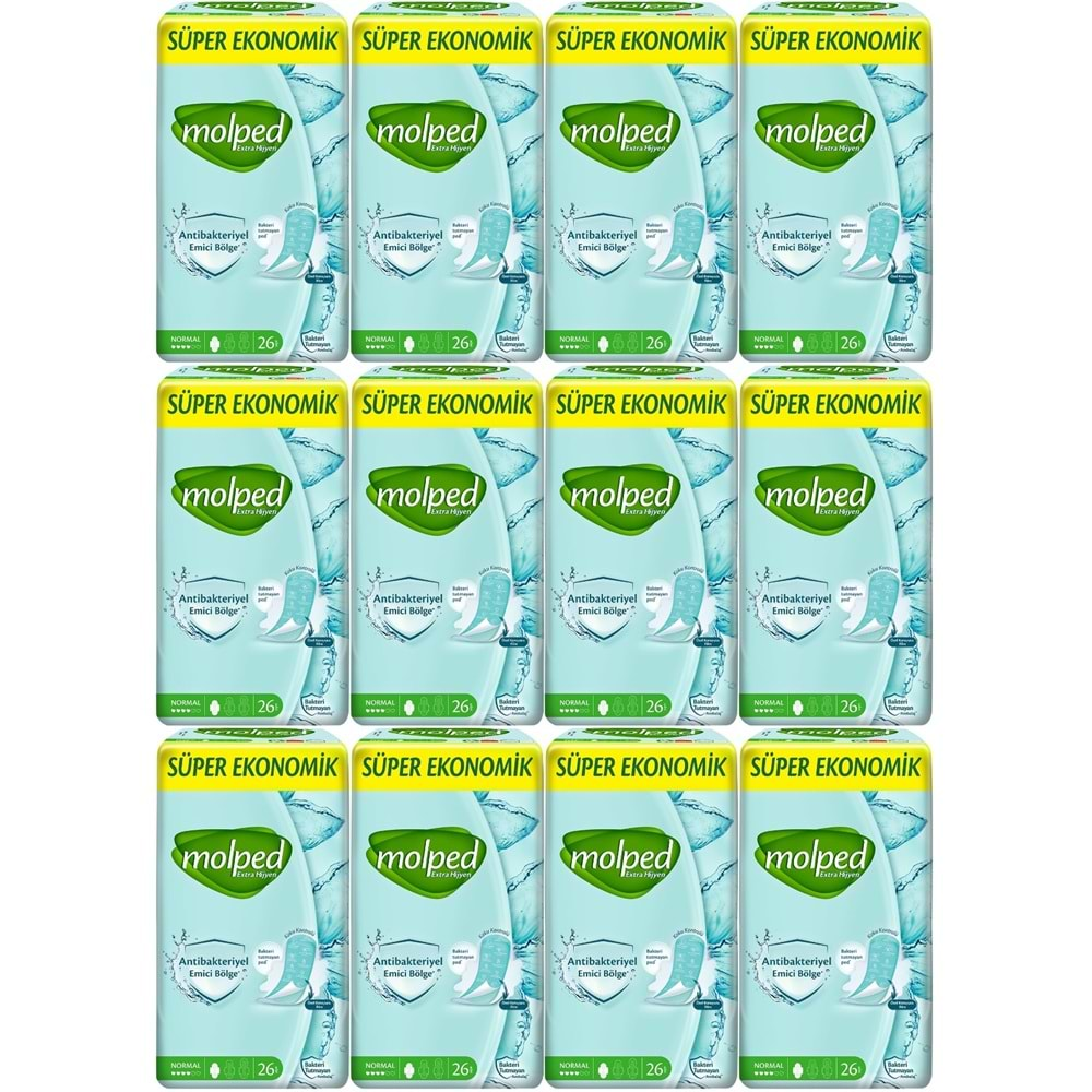 Molped Antibakteriyel Hijyenik Ped Normal 312 Adet Süper Ekonomik Pk (12PK*26)