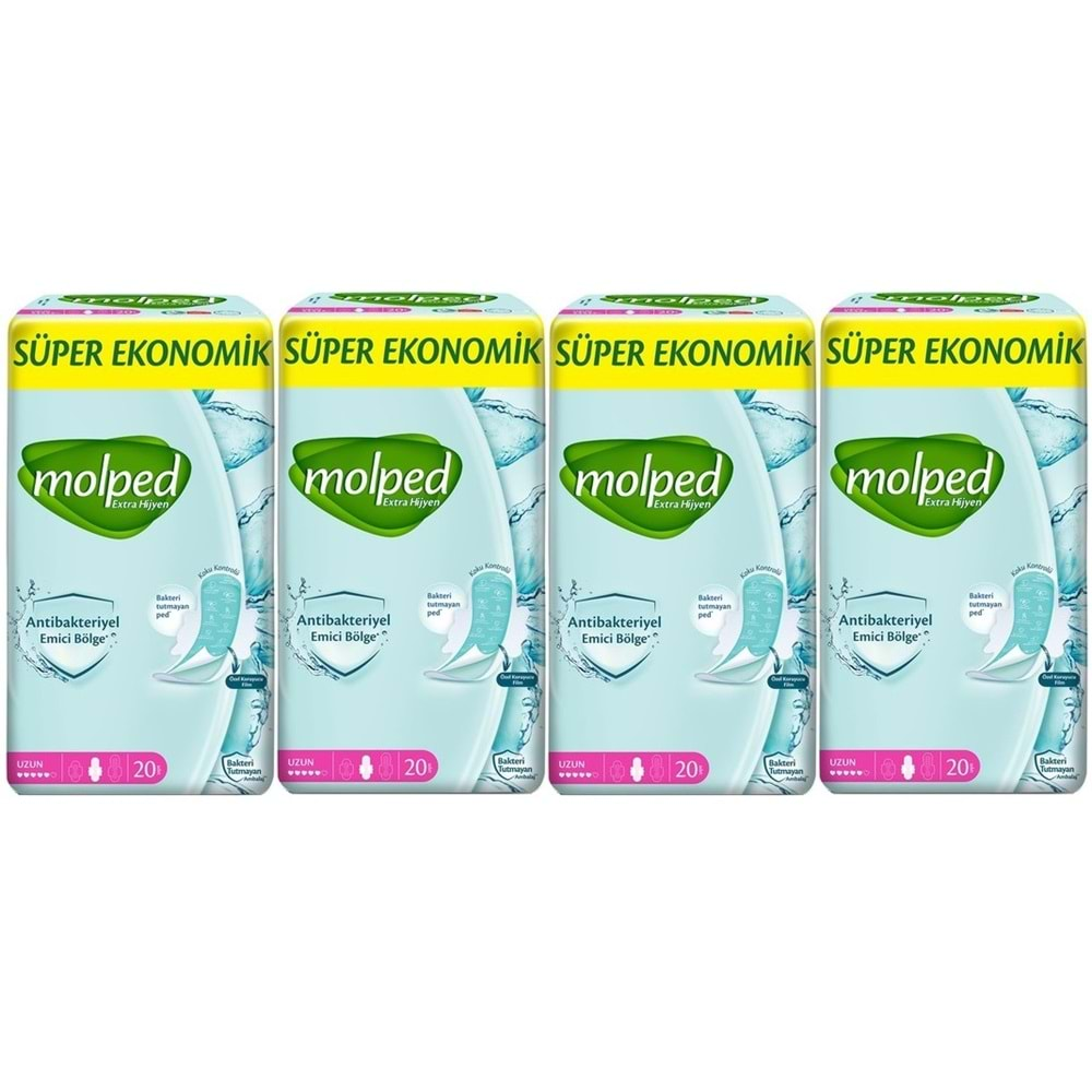 Molped Antibakteriyel Hijyenik Ped Uzun 80 Adet Süper Ekonomik Pk (4PK*20)