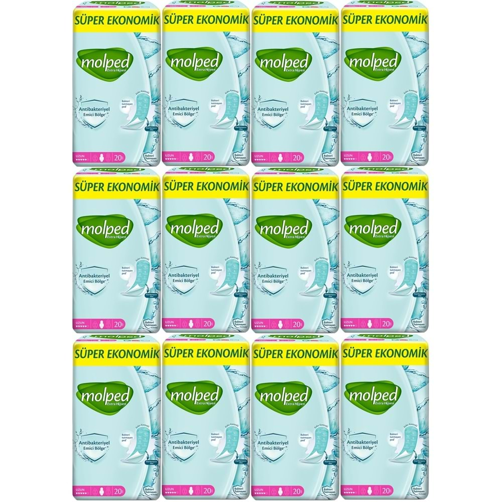 Molped Antibakteriyel Hijyenik Ped Uzun 240 Adet Süper Ekonomik Pk (12PK*20)