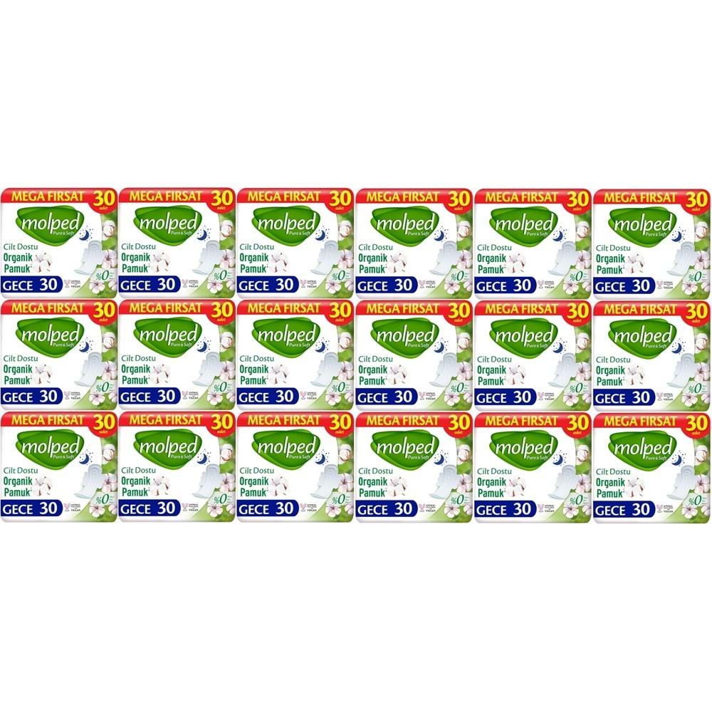 Molped Pure&Soft Hijyenik Ped Gece 540 (18PK*30) Adet Mega Pk