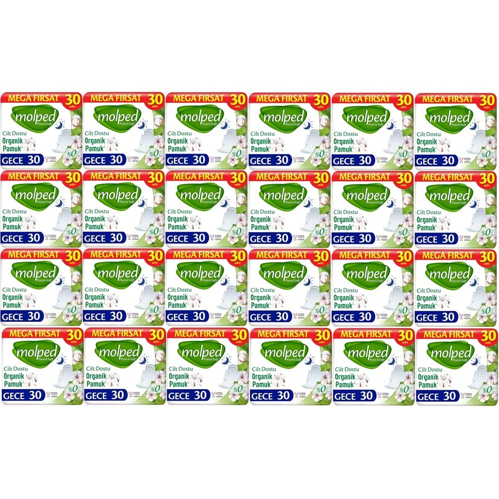 Molped Pure&Soft Hijyenik Ped Gece 720 (24PK*30) Adet Mega Pk