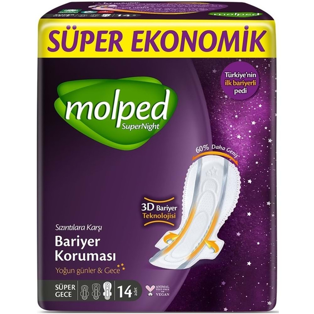 Molped Süper Night Hijyenik Ped Gece 70 Adet Süper Ekonomik Pk (5PK*14)