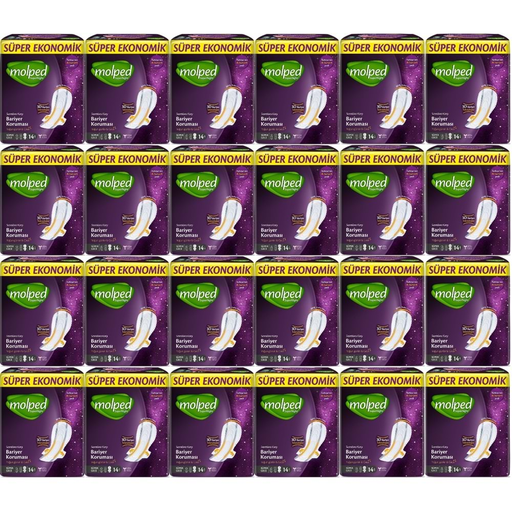 Molped Süper Night Hijyenik Ped Gece 336 Adet Süper Ekonomik Pk (24PK*14)