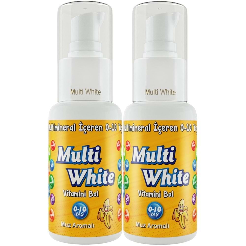 Multi White Diş Macunu 50ML Muz Aromalı Bol Vitaminli (0-10 Yaş) (2 Li Set)