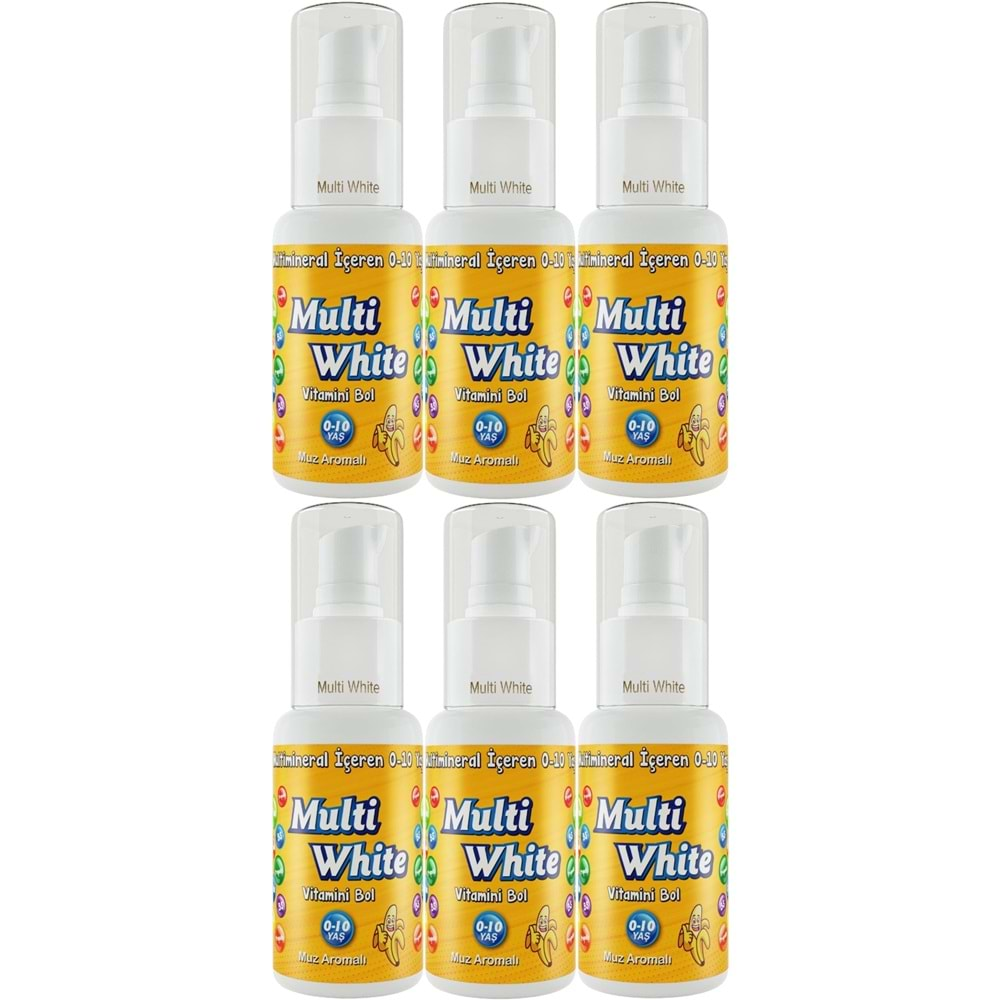 Multi White Diş Macunu 50ML Muz Aromalı Bol Vitaminli (0-10 Yaş) (6 Lı Set)