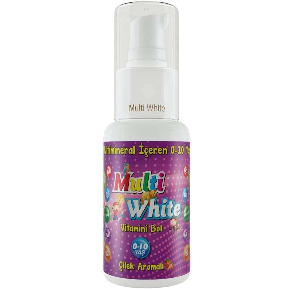 Multi White Diş Macunu 50ML Çilek Aromalı Bol Vitaminli (0-10 Yaş) (9 Lu Set)