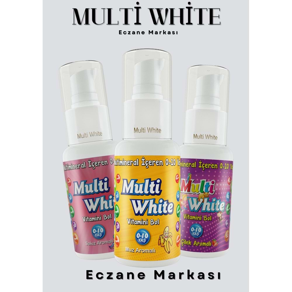 Multi White Diş Macunu 50ML Sakız Aromalı Bol Vitaminli (0-10 Yaş) (3 Lü Set)