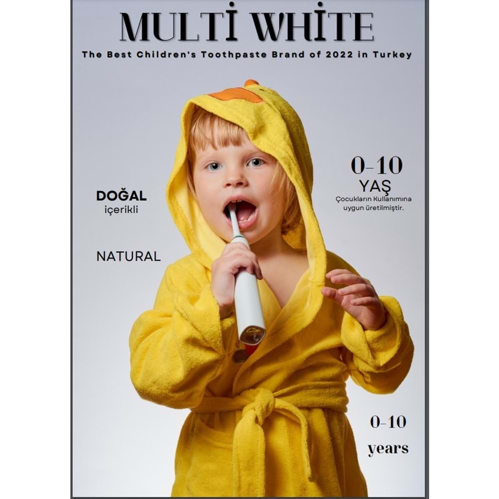 Multi White Diş Macunu 50ML Karma Muz-Çilek-Sakız Aromalı Bol Vitaminli (0-10 Yaş) (12 Li Set)