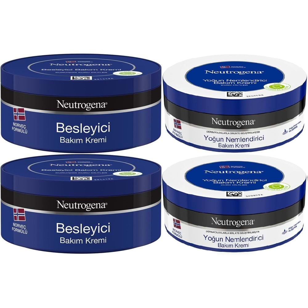 Neutrogena Norveç Formülü Bakım Kremi 200 ML (Karma 4 Lü Set Besleyici ve Yoğun)