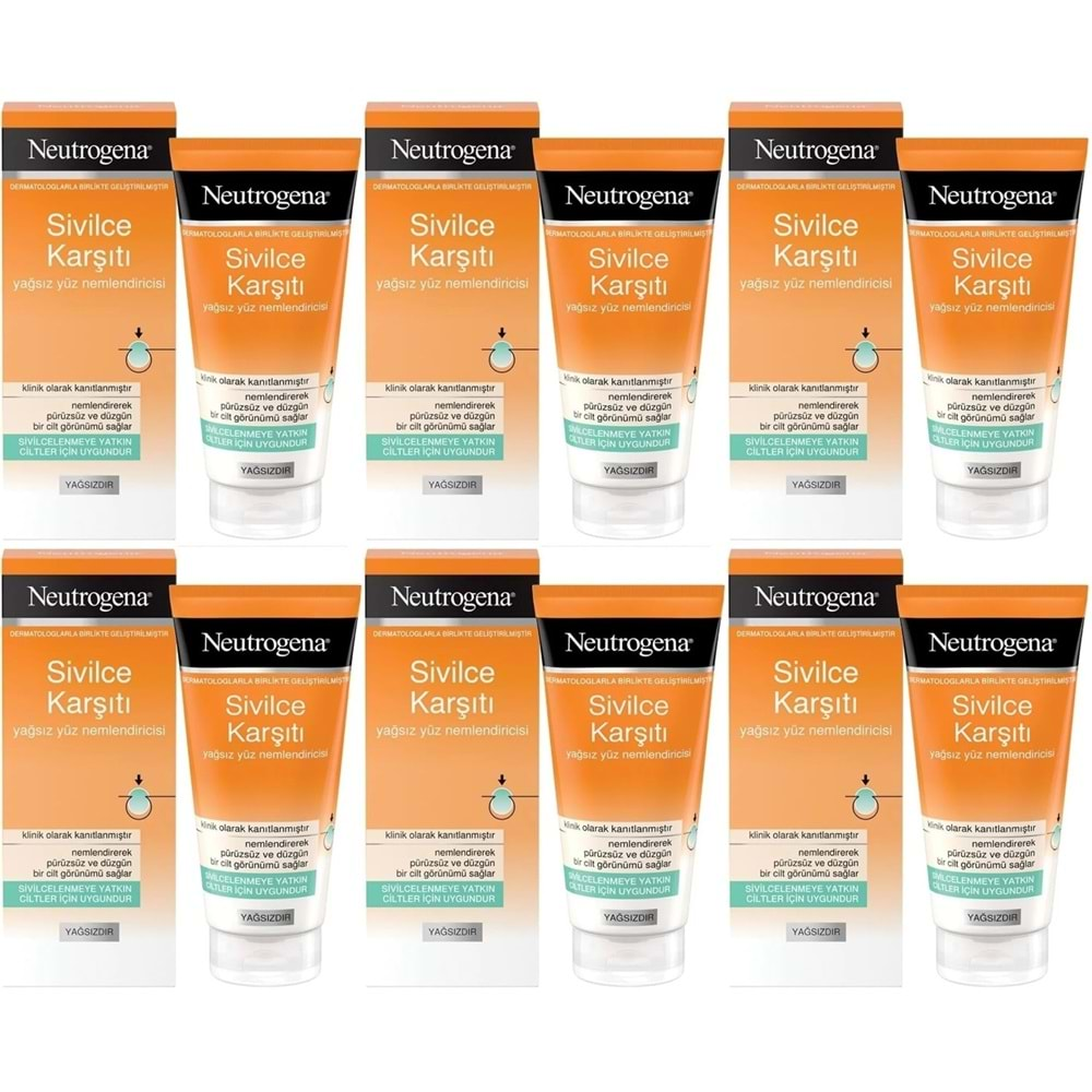 Neutrogena Sivilce Karşıtı Yağsız Yüz Nemlendiricisi 50ML (6 Lı Set)