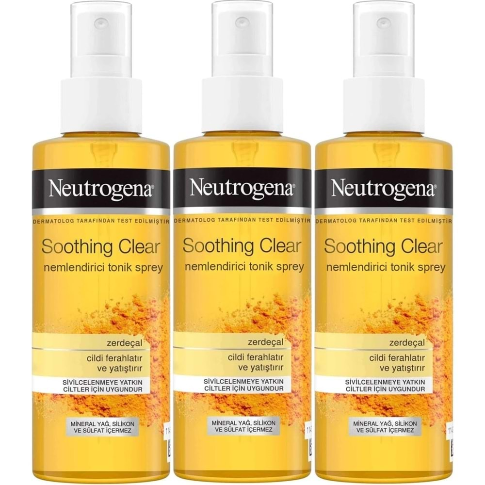 Neutrogena Soothing Clear Yüz Bakım Nemlendirici Tonik Spreyi 125ML (3 Lü Set)