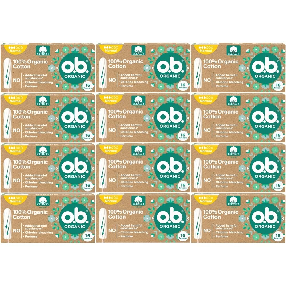 O.B Organic Normal Tampon 192 Li Set (12PK*16)