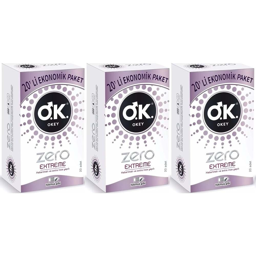 Okey Prezervatif 60 Adet Zero Extreme Ekonomik Pk (3 Lü Set)