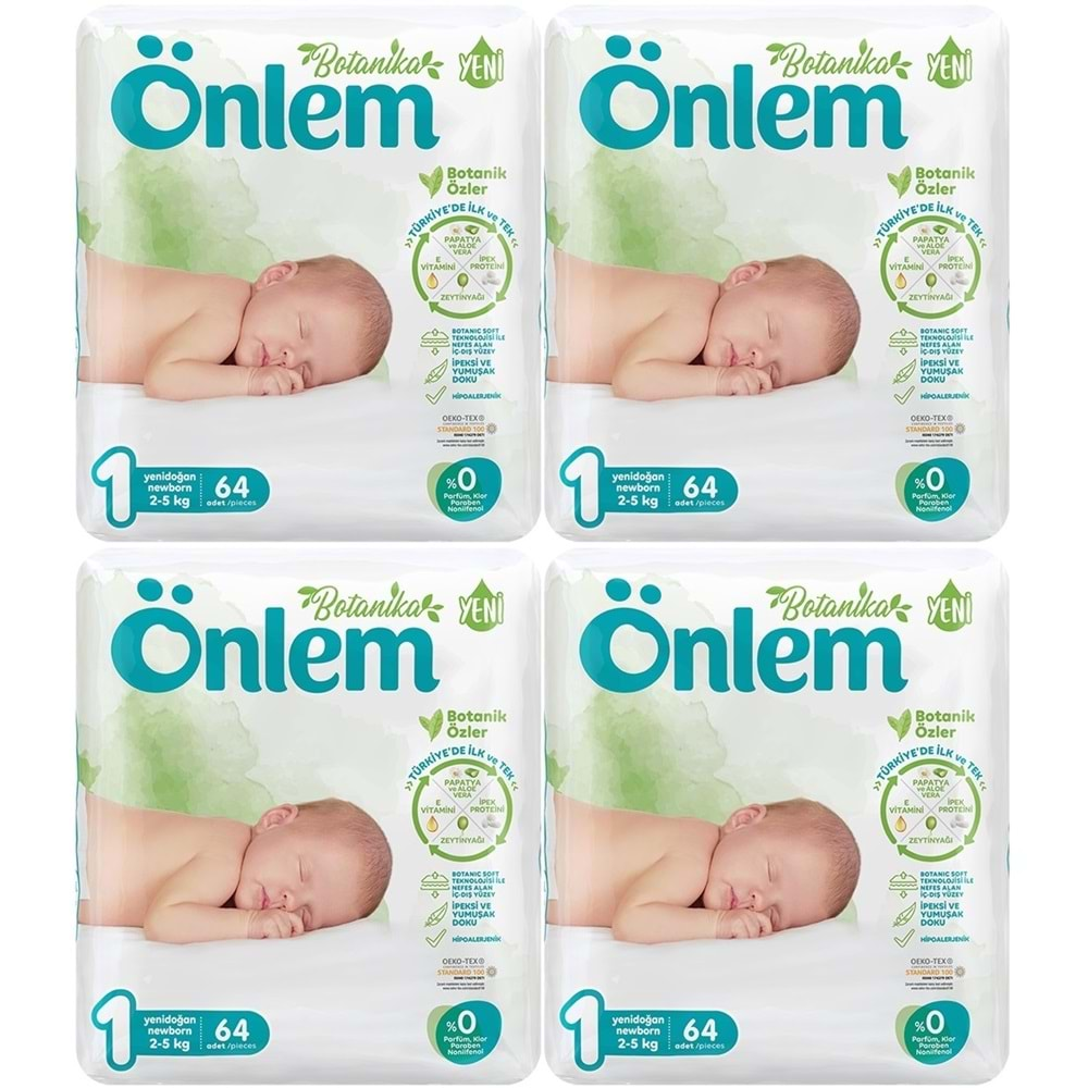 Önlem Bebek Bezi Botanika Beden:1 (2-5Kg) Yenidoğan 256 Adet Süper Ekonomik Fırsat Pk