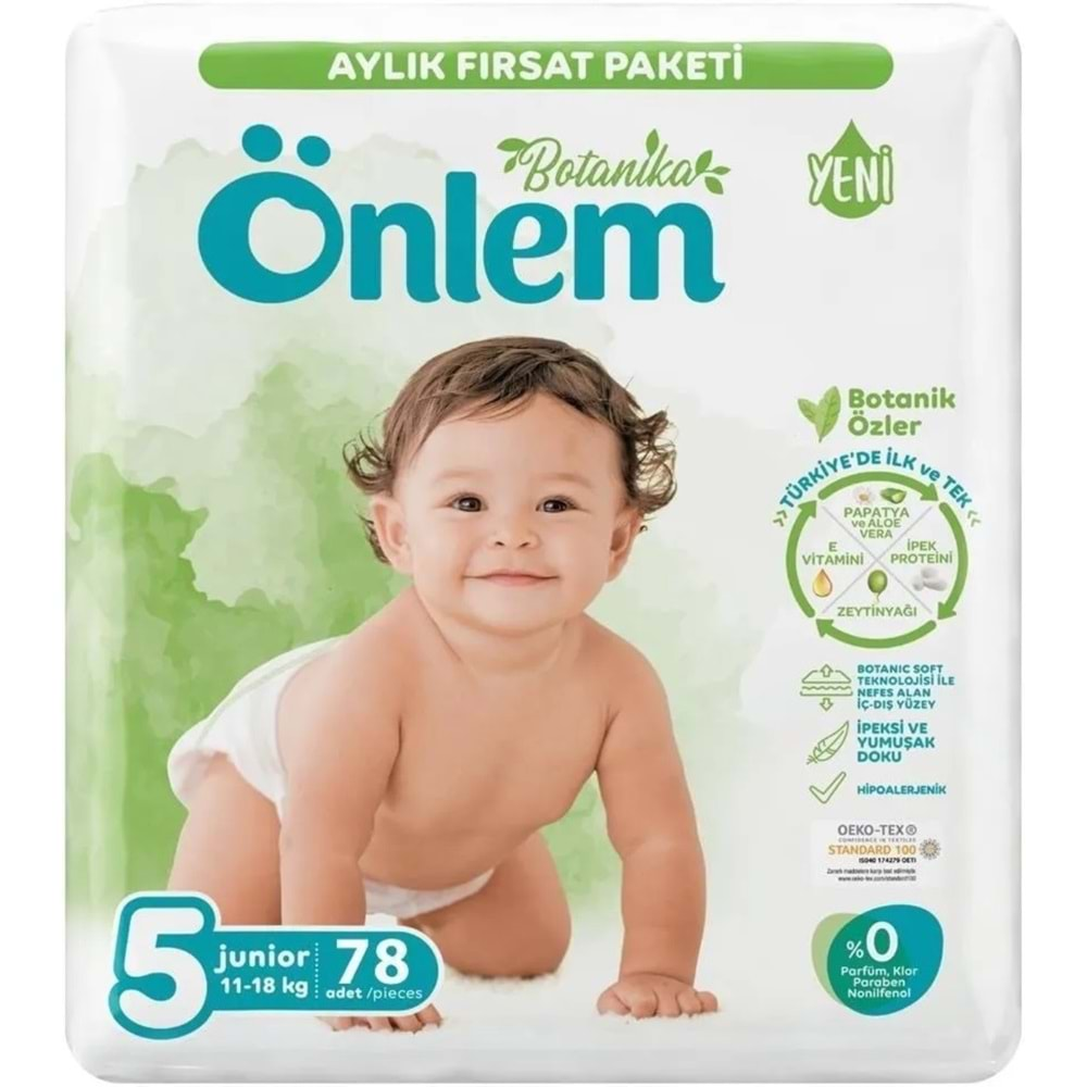 Önlem Bebek Bezi Botanika Beden:5 (11-18KG) Junior 390 Adet Aylık Mega Fırsat Pk