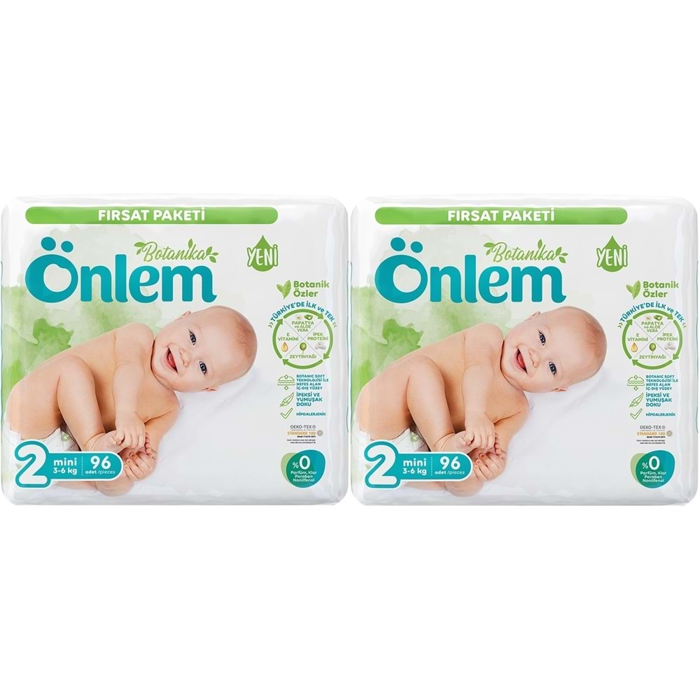 Önlem Bebek Bezi Botanika Beden:2 (3-6KG) Mini 192 Adet Ekonomik Fırsat Pk