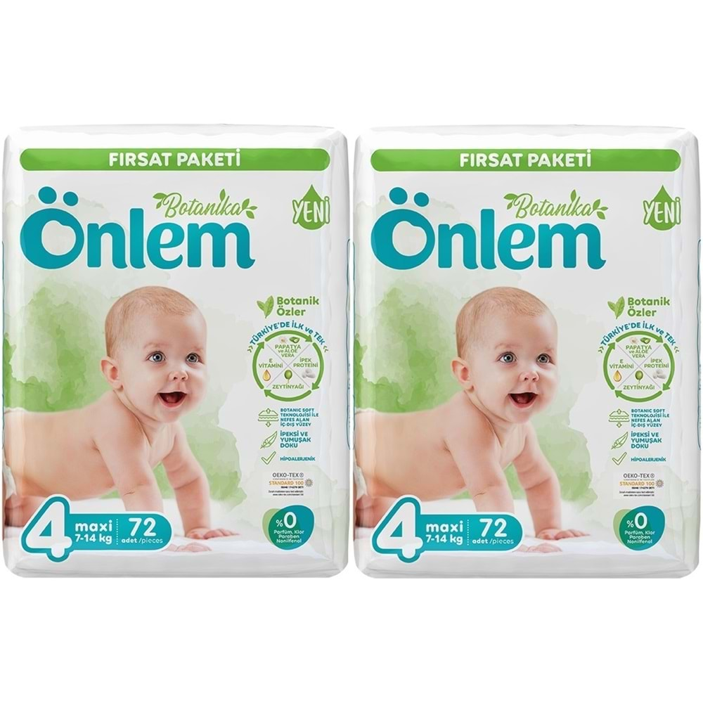 Önlem Bebek Bezi Botanika Beden:4 (4-9KG) Maxi 144 Adet Ekonomik Fırsat Pk