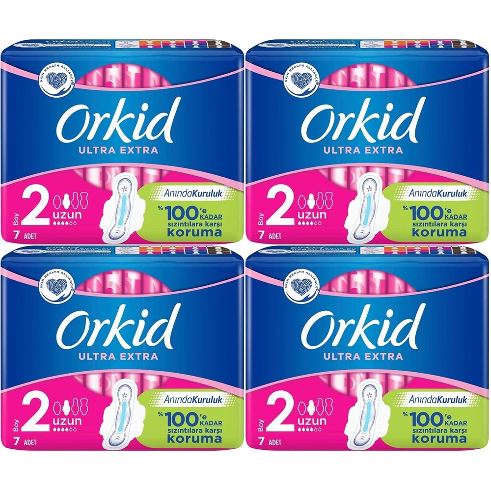 Orkid Hijyenik Ped Ultra Extra Koruma Uzun 28 Adet (4PK*7)