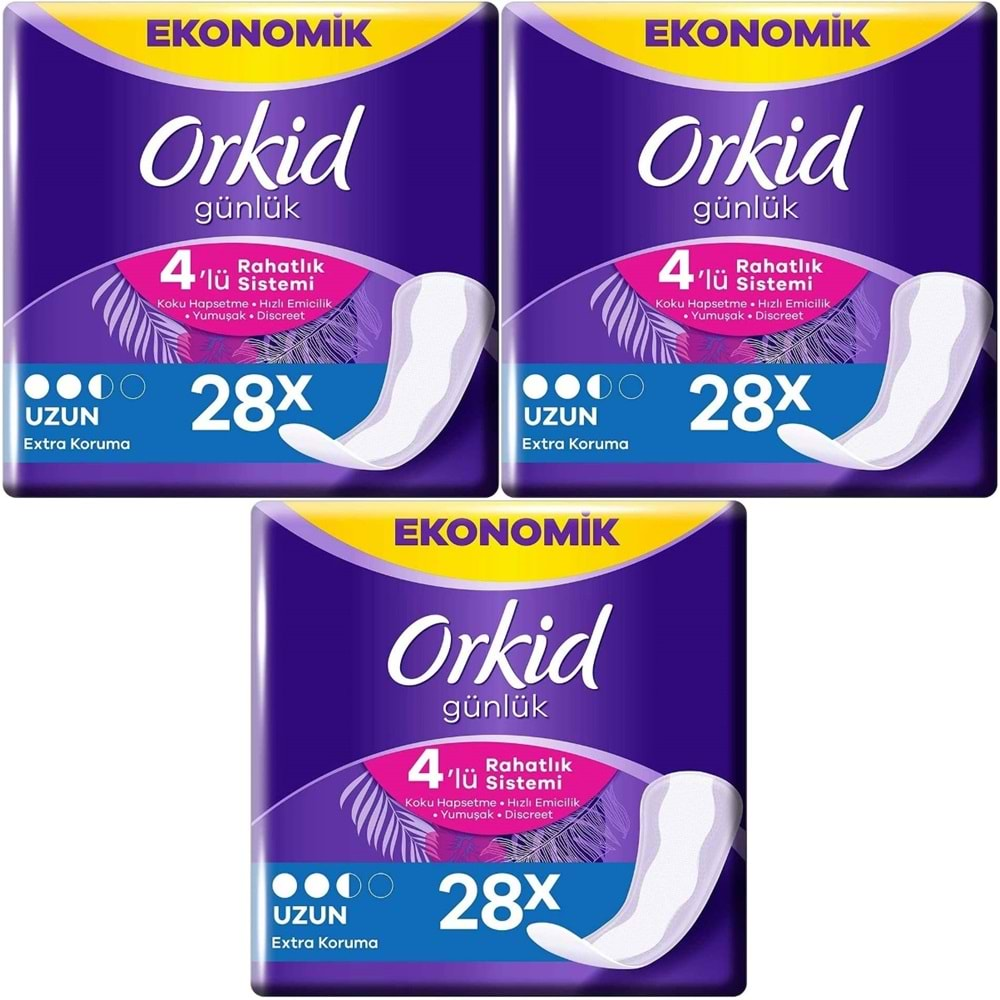 Orkid Günlük Ped Ekstra Koruma Uzun 84 Adet Ekonomik Pk (3PK*28)