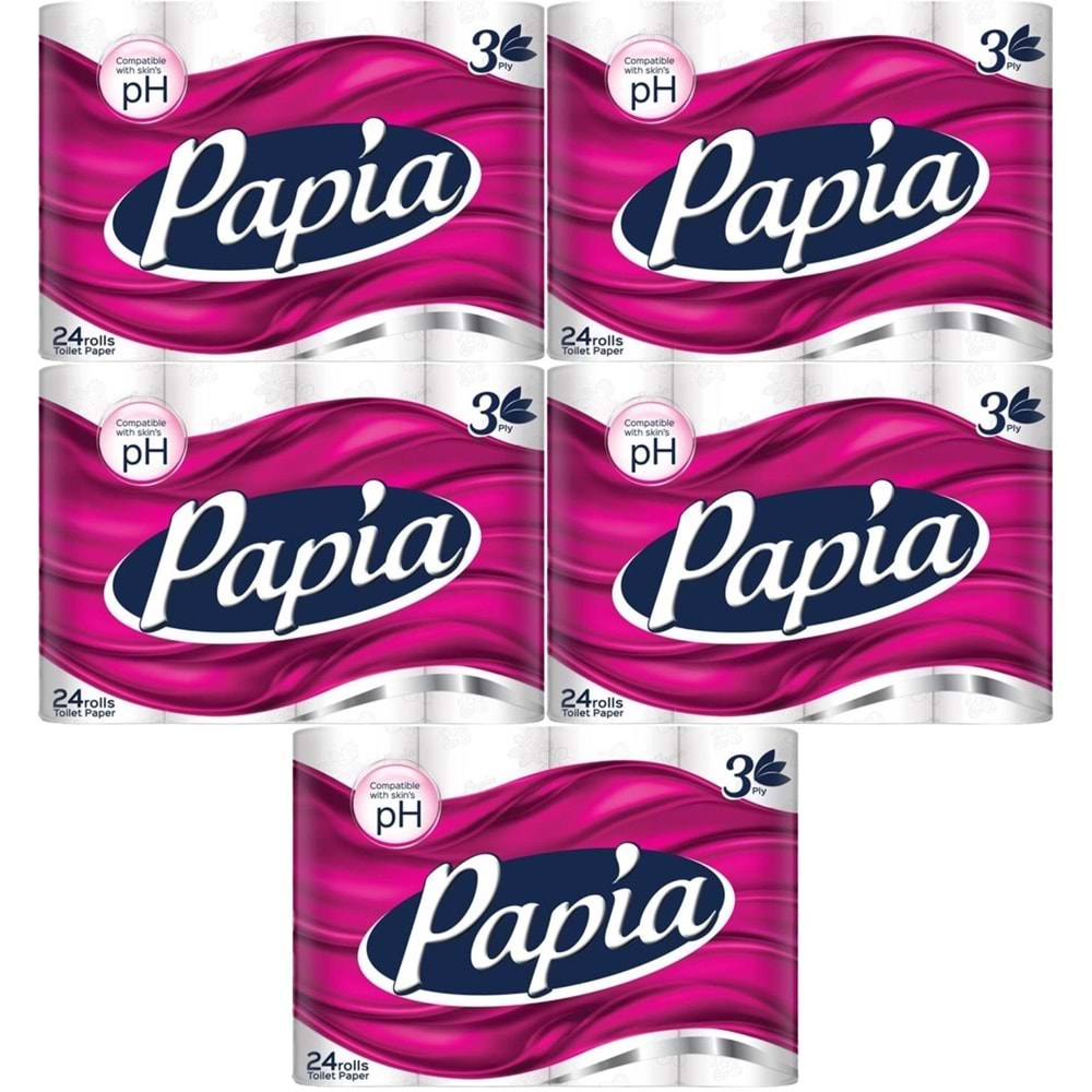 Papia Tuvalet Kağıdı (3 Katlı) 120 Li Set Klasik (5PK*24)