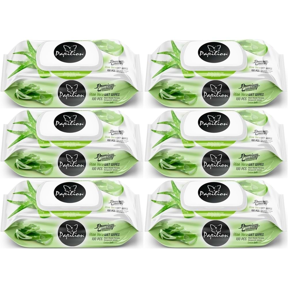 Papilion Islak Havlu Mendil 100 Yaprak Aloevera (6 Lı Set) 600 Yaprak