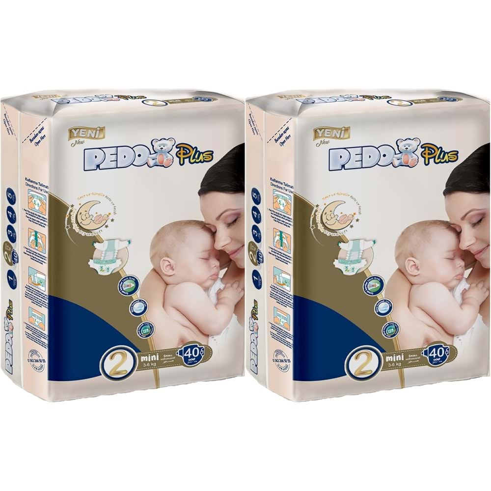 Pedo Plus Bebek Bezi Beden:2 (3-6KG) Mini 80 Adet Jumbo Ekonomik Pk