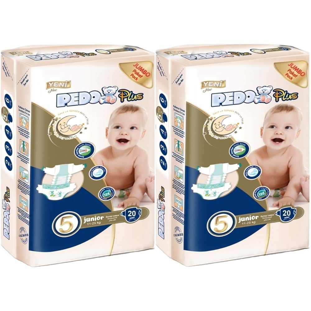 Pedo Plus Bebek Bezi Beden:5 (11-25KG) Junior 40 Adet Jumbo Ekonomik Pk