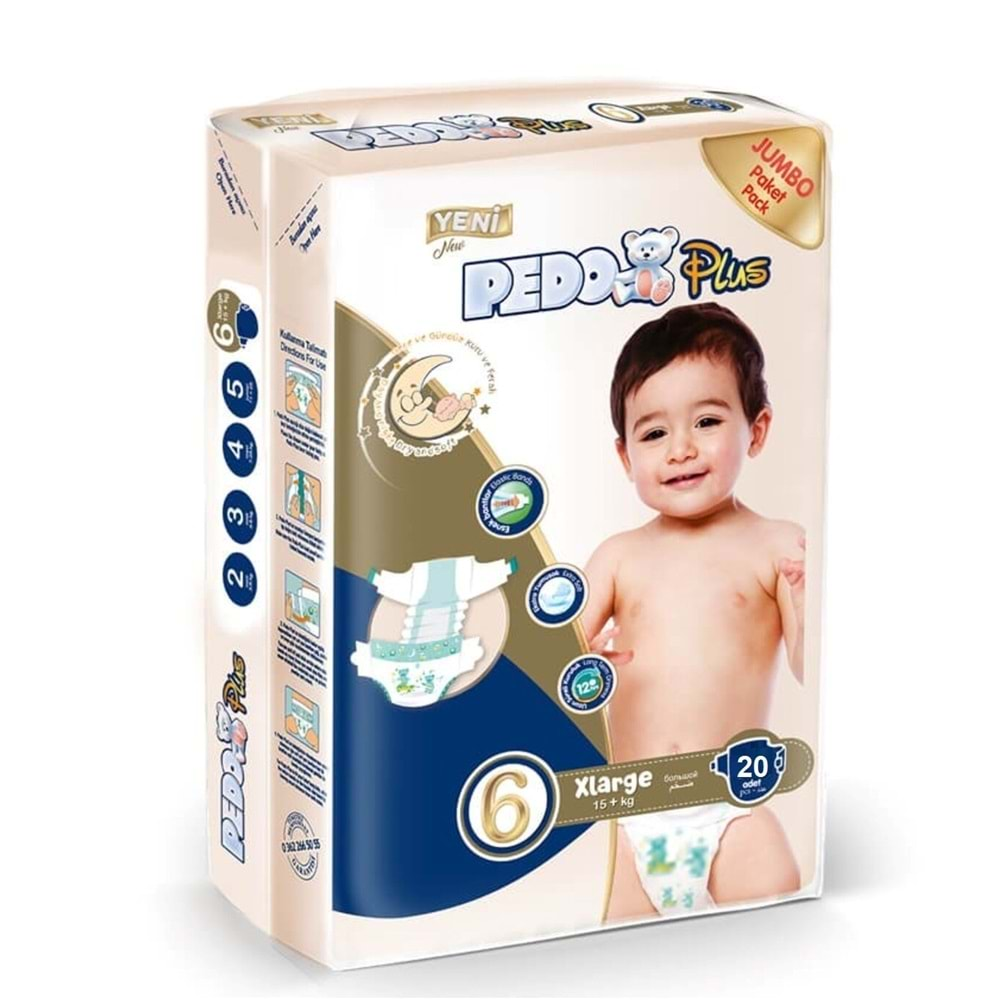 Pedo Plus Bebek Bezi Beden:6 (15+KG) Extra Large 100 Adet Jumbo Mega Pk