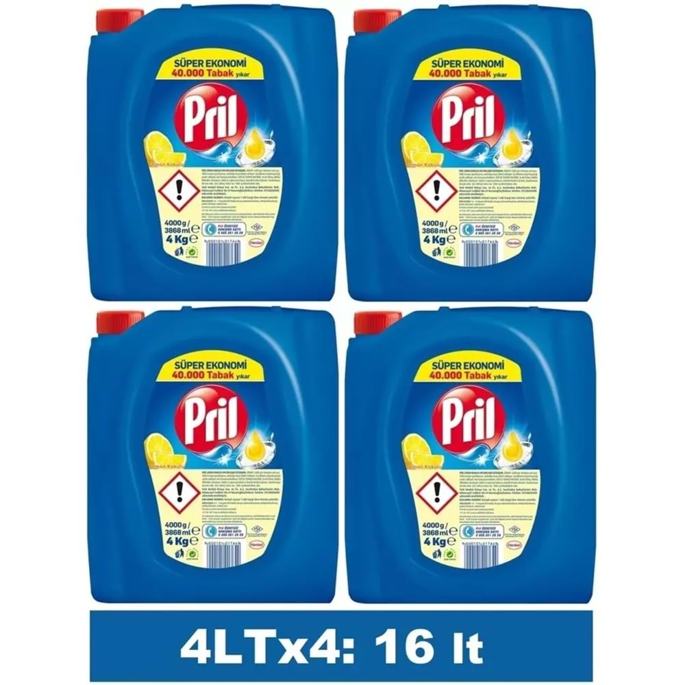 Pril Sıvı Bulaşık Deterjanı 16LT Limon (1 Koli)