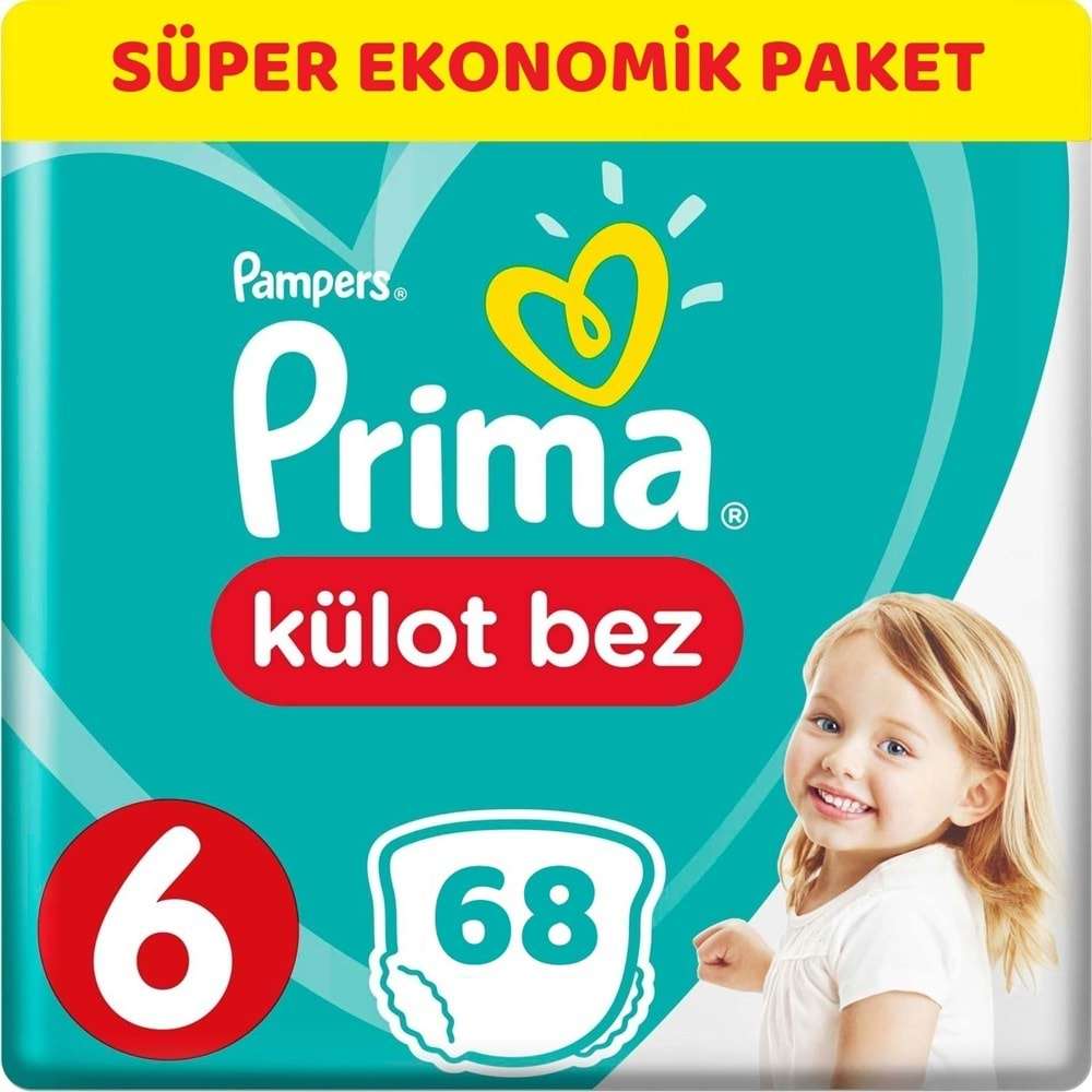 Prima Külot Bebek Bezi Beden:6 (15+Kg) XL 68 Adet Süper Ekonomik Pk