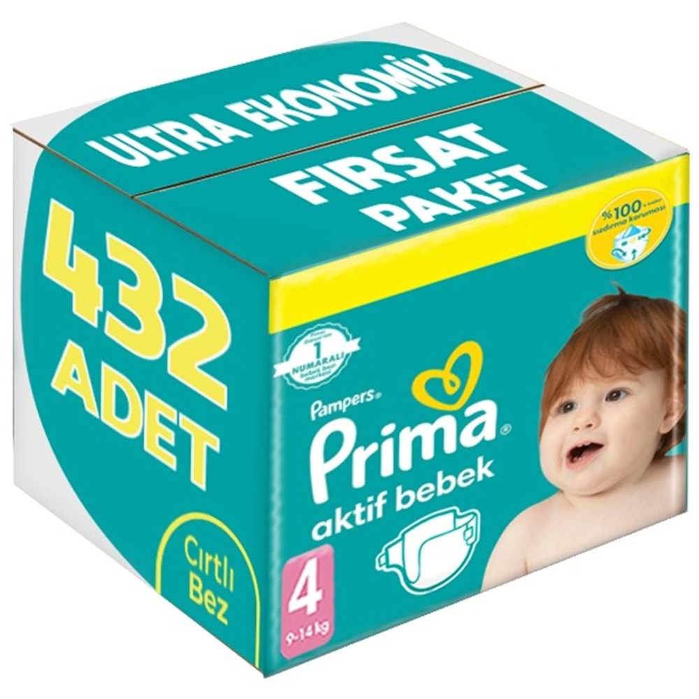 Prima Bebek Bezi Beden:4 (9-14Kg) Maxi 432 Adet Ultra Ekonomik Fırsat Pk