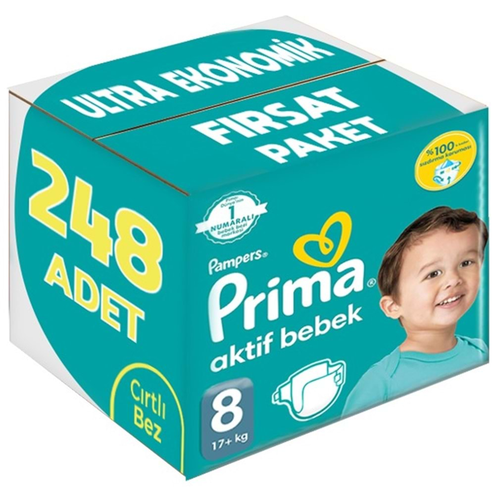 Prima Bebek Bezi Beden:8 (17+Kg) XXX Large 248 Adet Ultra Ekonomik Fırsat Pk