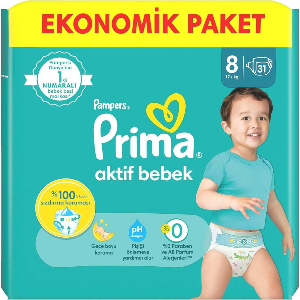 Prima Bebek Bezi Beden:8 (17+Kg) XXX Large 248 Adet Ultra Ekonomik Fırsat Pk