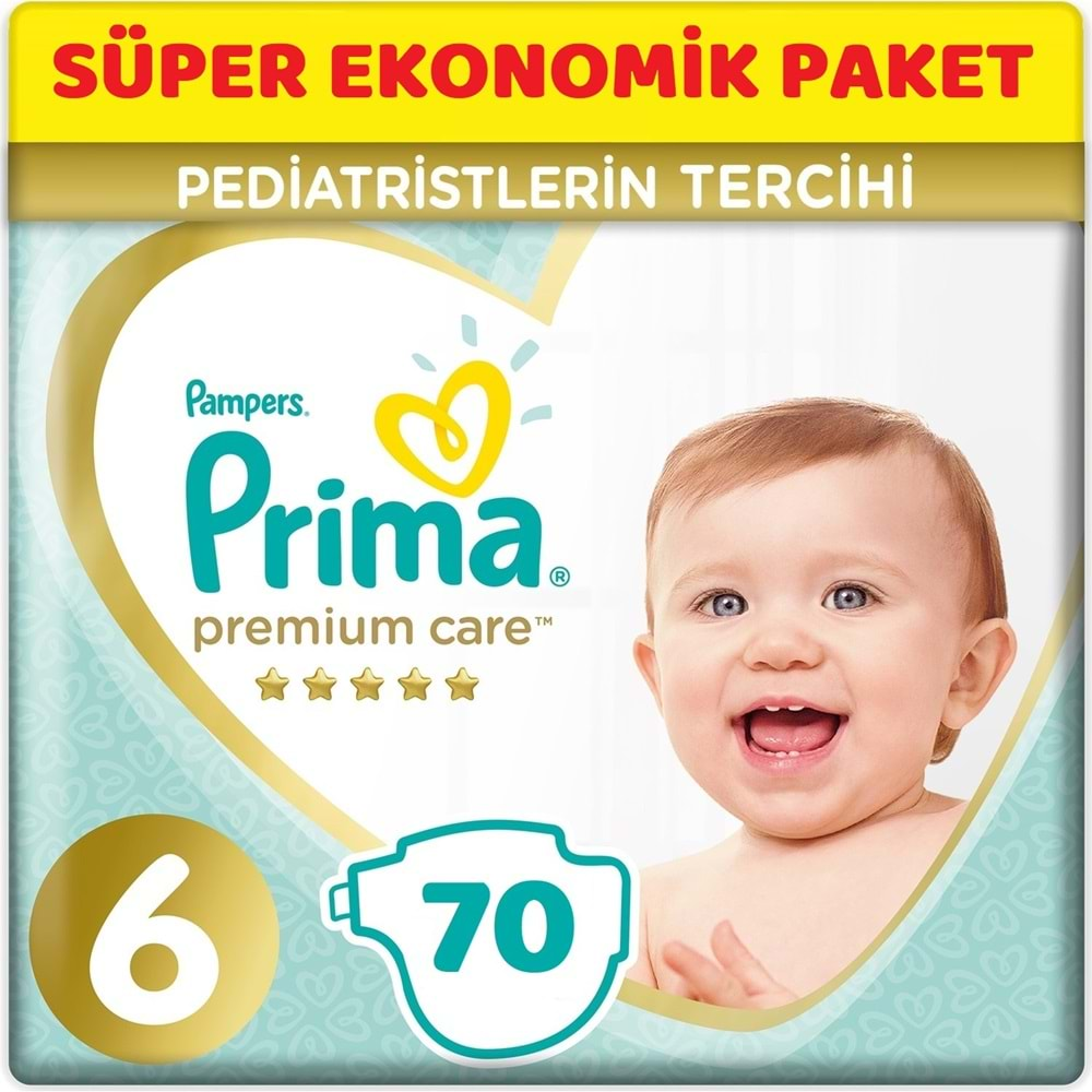 Prima Premium Care Bebek Bezi Beden:6 (13+Kg) Extra Large 70 Adet Süper Ekonomik Pk