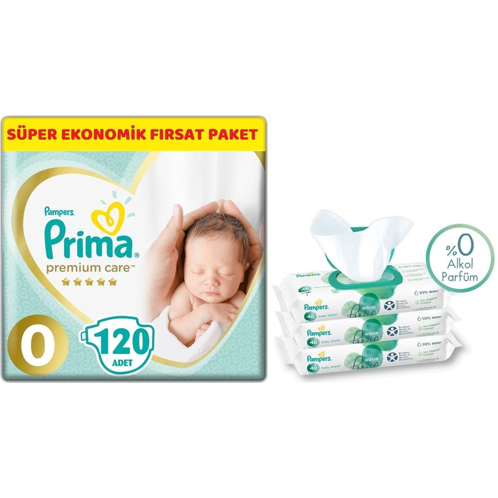 Prima Premium Care Bebek Bezi Beden:0 (1.5-2.5Kg) Prematüre 120 Adet Süper Ekonomik Fırsat Pk+Mendil