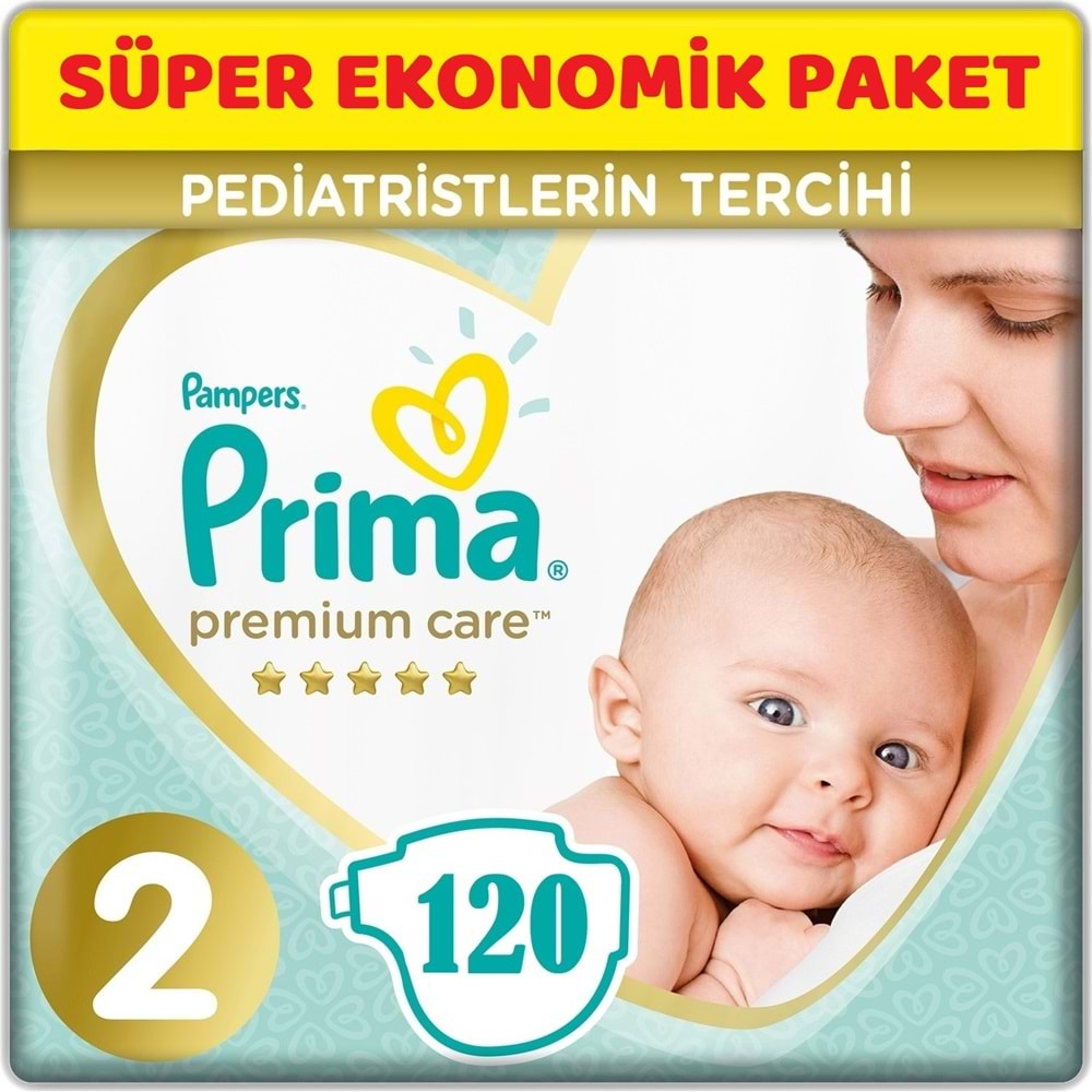 Prima Premium Care Bebek Bezi Beden:2 (4-8Kg) Mini 120 Adet Süper Ekonomik Pk