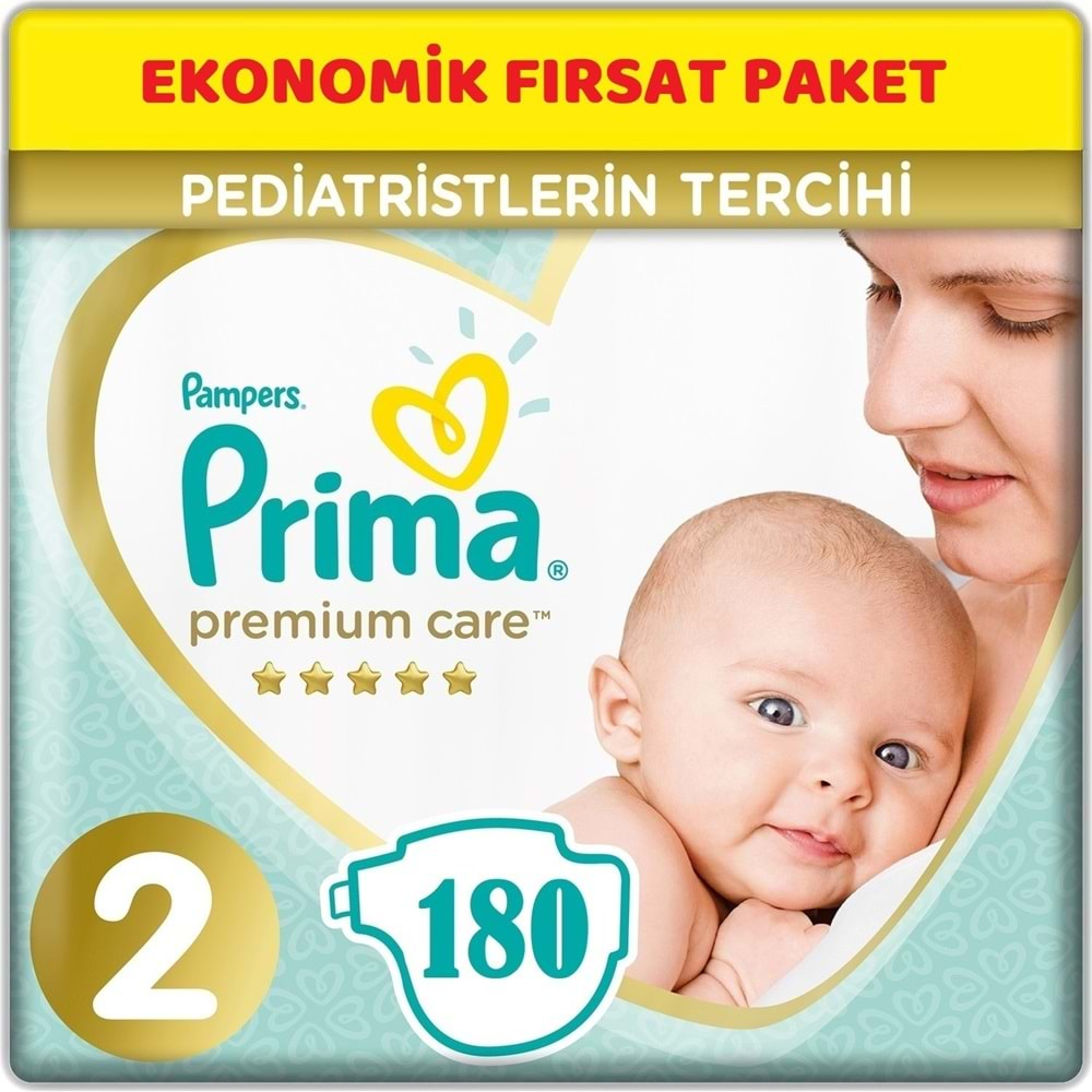 Prima Premium Care Bebek Bezi Beden:2 (4-8Kg) Mini 180 Adet Ekonomik Fırsat Pk