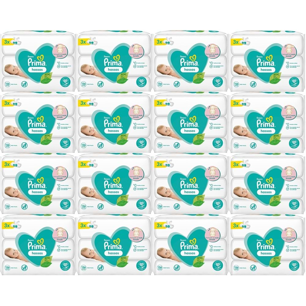 Prima Islak Havlu Mendil Hassas Ciltler İçin Bitki Bazlı Kokusuz (48 Li Set) (16PK*3) 2496 Yaprak