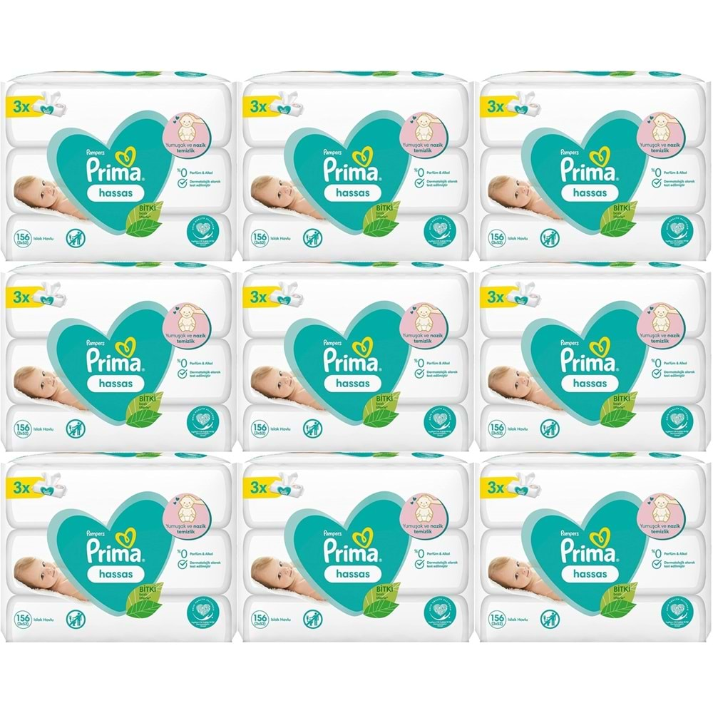 Prima Islak Havlu Mendil Hassas Ciltler İçin Bitki Bazlı Kokusuz (27 Li Set) (9PK*3) 1404 Yaprak