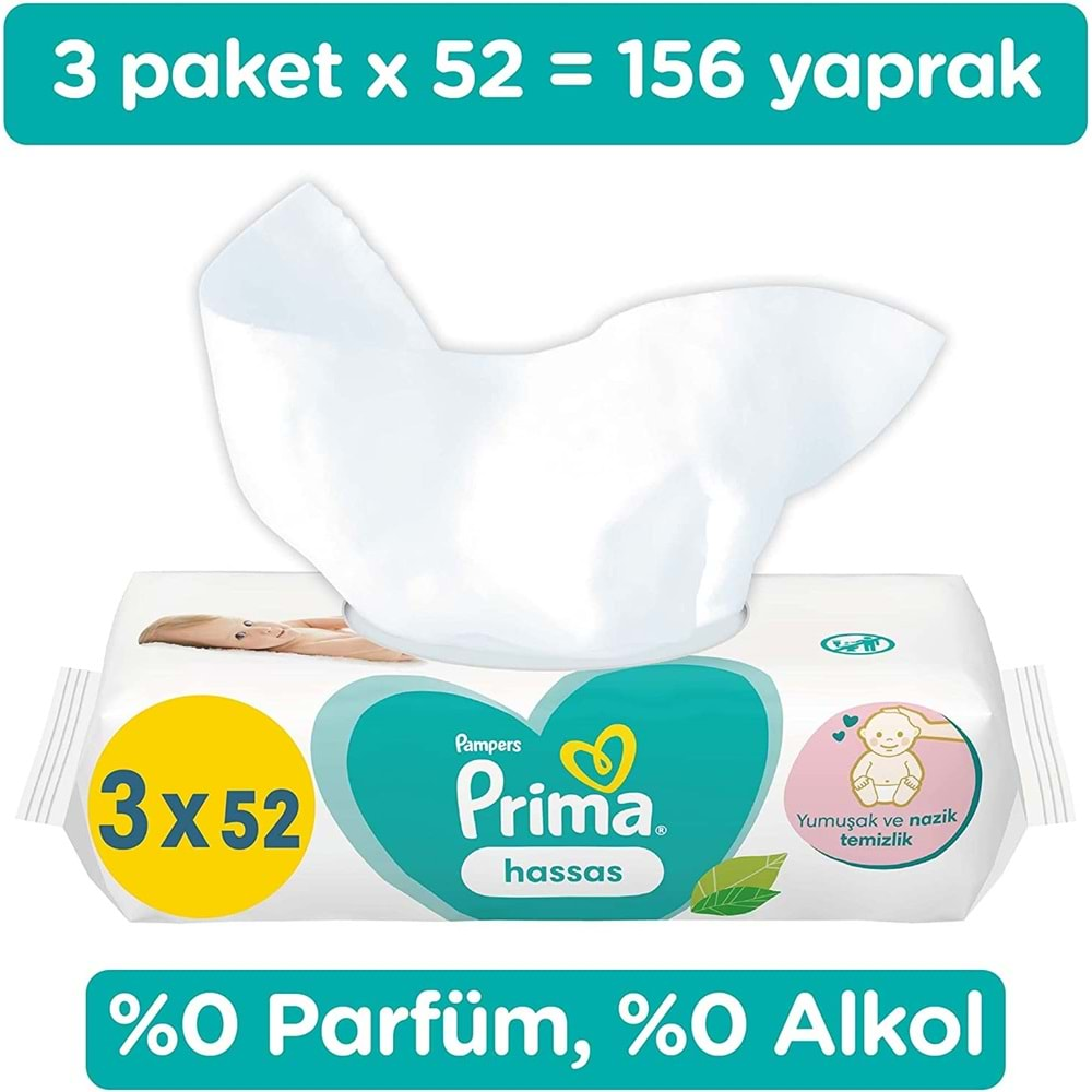 Prima Islak Havlu Mendil Hassas Ciltler İçin Bitki Bazlı Kokusuz (27 Li Set) (9PK*3) 1404 Yaprak