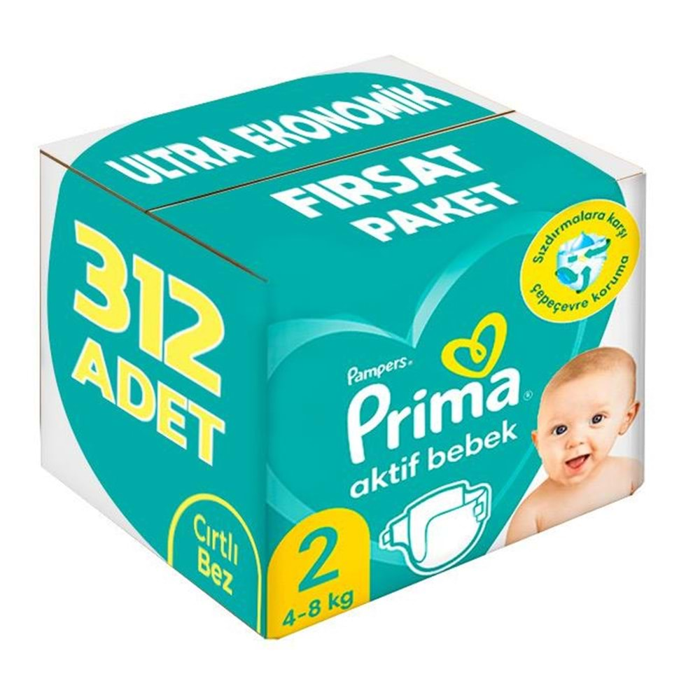 Prima Bebek Bezi Beden:2 (4-8Kg) Mini 312 Adet Ultra Ekonomik Fırsat Pk