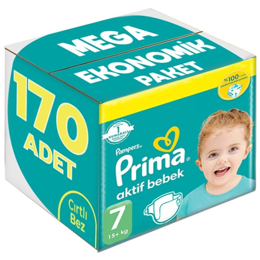 Prima Bebek Bezi Beden:7 (15+Kg) XX Large 170 Adet Mega Ekonomik Pk