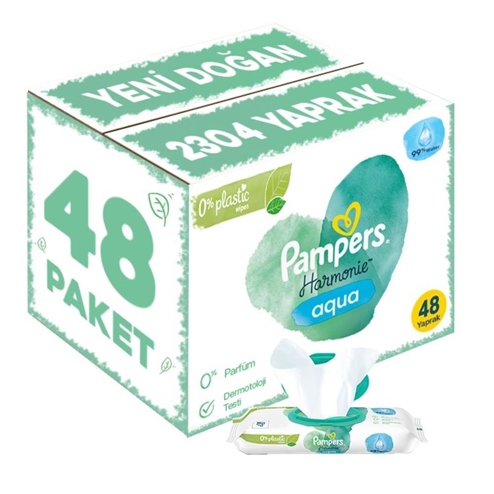 Prima Pampers Harmonie Islak Havlu Mendil Aqua Pure 48 Yaprak 48 Li Set (2304 Yaprak) Organik Pamuk