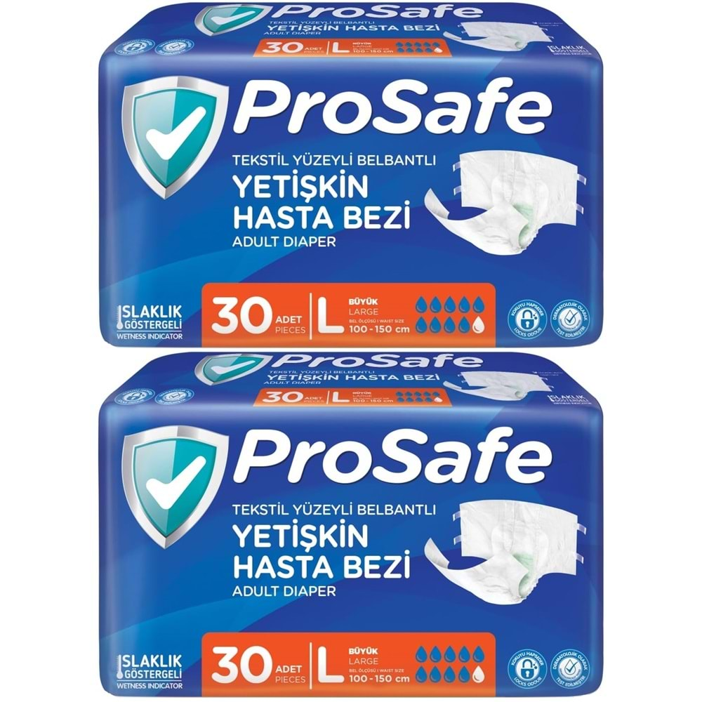 Prosafe Hasta Bezi Yetişkin Bel Bantlı Tekstil Yüzey L-Büyük Boy 60 Adet (2PK*30)