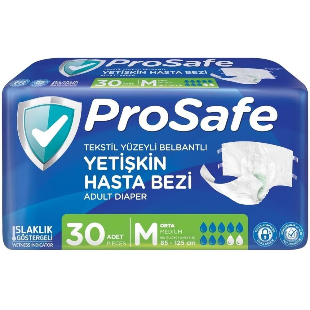 Prosafe Hasta Bezi Yetişkin Bel Bantlı Tekstil Yüzey M-Orta Boy 60 Adet (2PK*30)