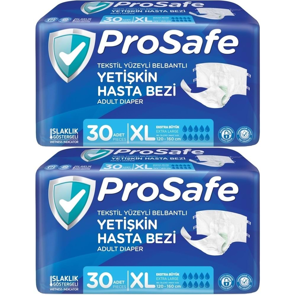 Prosafe Hasta Bezi Yetişkin Bel Bantlı Tekstil Yüzey XL-Extra Large Boy 60 Adet (2PK*30)