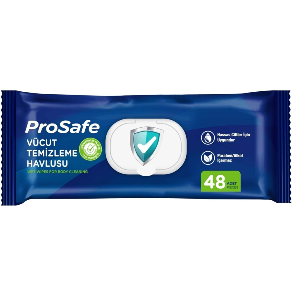 Prosafe Hasta Vücut Temizleme Islak Mendil Havlu 48 Yaprak XL (4 Lü Set) Plastik Kapak