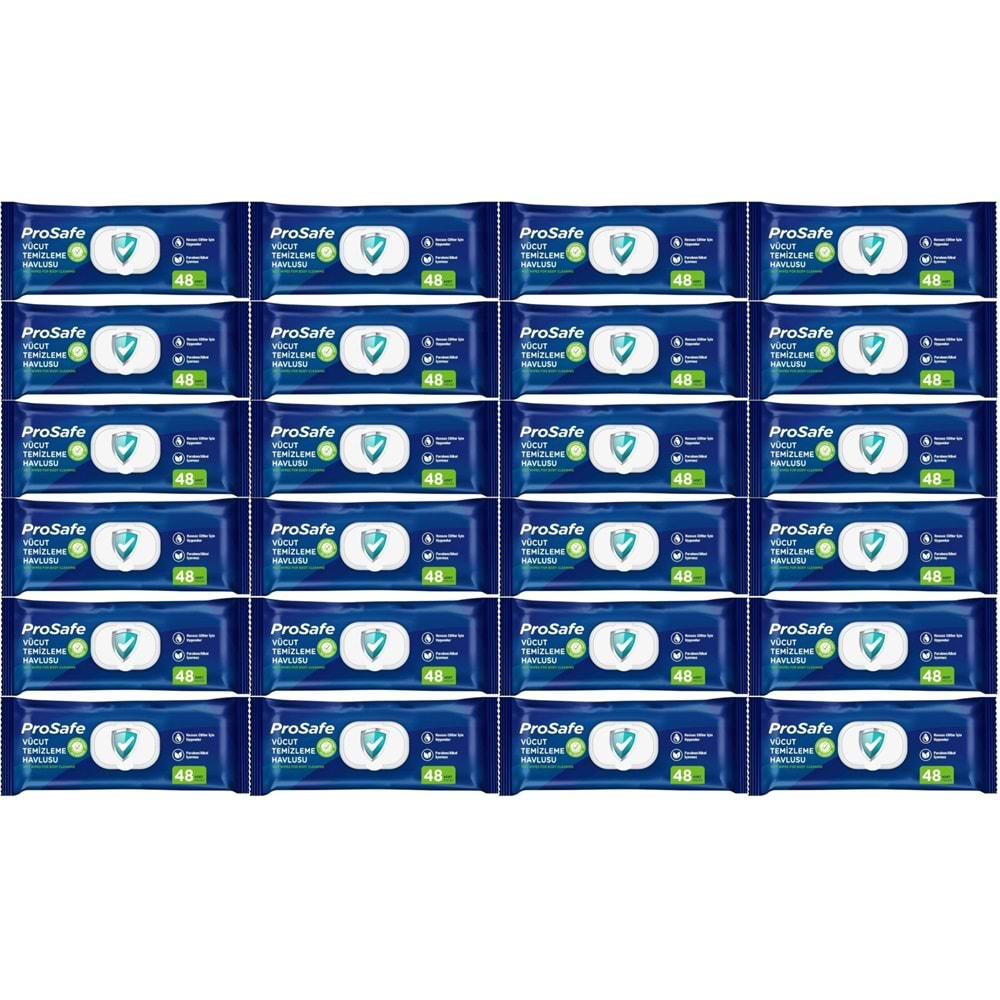 Prosafe Hasta Vücut Temizleme Islak Mendil Havlu 48 Yaprak XL (24 Lü Set) Plastik Kapak